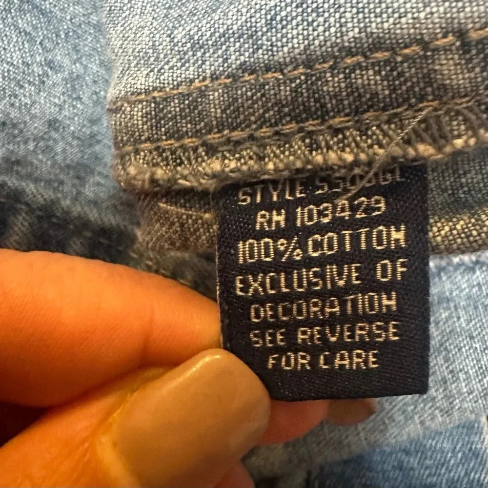 Women's Denim Jean Jacket Cottagecore Classic Checkered Print. Size XL. - Picture 6 of 6